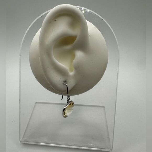 7.11cts faceted checkerboard cushion cut citrine on 925 dangle earrings! - Picture 10 of 14